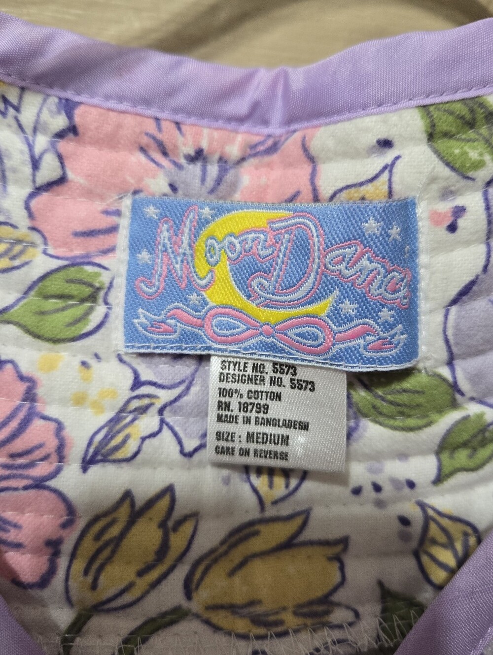 Moon Dance Vintage Purple Floral 100% Cotton Button Down Night Robe EUC - Picture 4 of 6